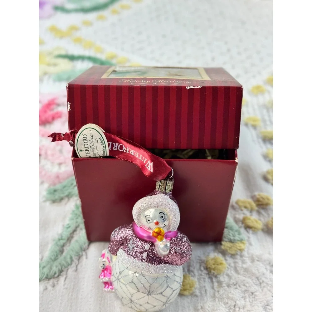 Waterford Holiday Heirlooms Avoca Annie Snowman Glass Ornament 139084 Poland